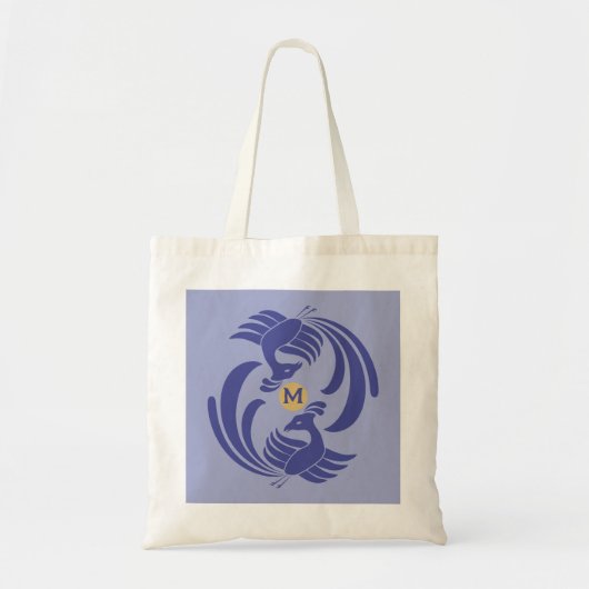 Tote Bag grues doubles vintage bleu (Devant)