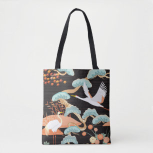 Tote Bag Grues, hérons : motif japonais d'oiseaux.
