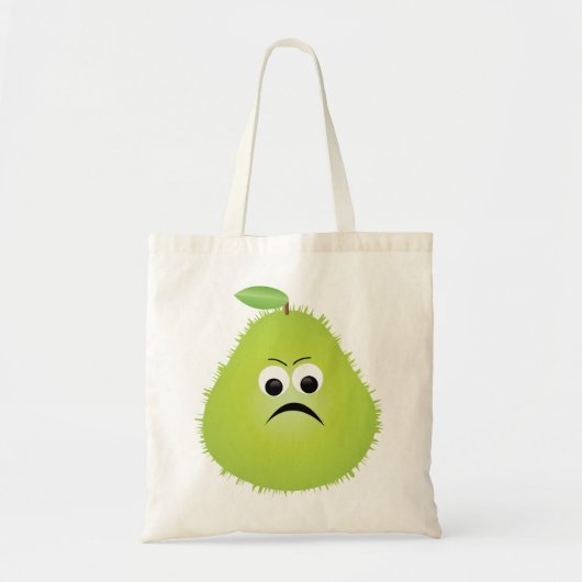 Tote Bag Grumpy Fuzzy Pear Visage Fruit drôle Caractère (Devant)