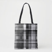 Tote Bag Grund Black Blanc Flannel Plaid Tartan Design (Devant)
