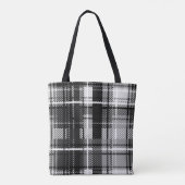 Tote Bag Grund Black Blanc Flannel Plaid Tartan Design (Dos)
