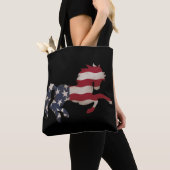 Tote Bag Grunge American Flag Horse Silhouette (De près)
