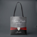 Tote Bag Grunge Black, Gray and Red Team Bride<br><div class="desc">Équipe de Bride Tote Bag. A great gift for your bridesmaids, maid of honor matron of honor, etc... 📌 If you need further customization, please click the "Click to Customize further" or "Customize or Edit Design"button and use our design tool to resize, rotate, change text color, add text and so...</div>