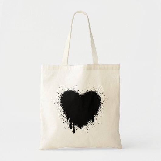 Tote Bag Grunge Heart - Noir (Devant)