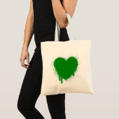 Tote Bag Grunge Heart - Vert (Devant (produit))