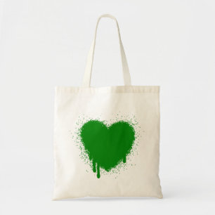 Tote Bag Grunge Heart - Vert