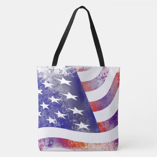 Tote Bag Grunge patriotique flottante drapeau américain, Ol (Devant)