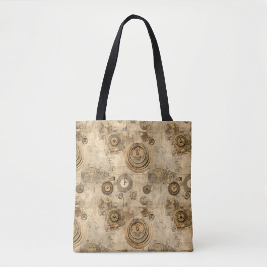 Tote Bag Grunge Rustic Steampunk Horloge (2) (Devant)