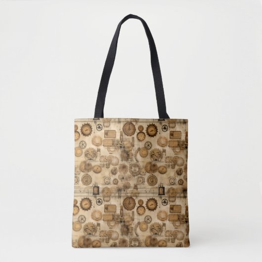 Tote Bag Grunge Rustic Steampunk Horloge (4) (Devant)
