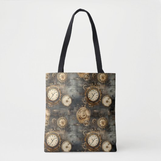 Tote Bag Grunge Rustic Steampunk Horloge (8) (Devant)