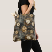Tote Bag Grunge Rustic Steampunk Horloge (8) (De près)