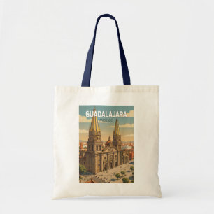 Tote Bag Guadalajara Mexique Illustration Voyage Art Vintag
