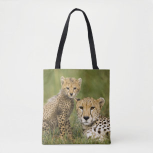 Tote Bag Guépard, Acinonyx jubatus, avec son petit