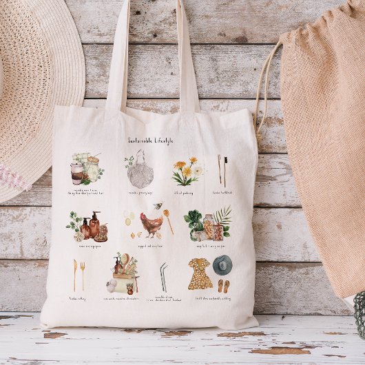 Tote Bag Guide de style de vie écologique durable | Zéro dé