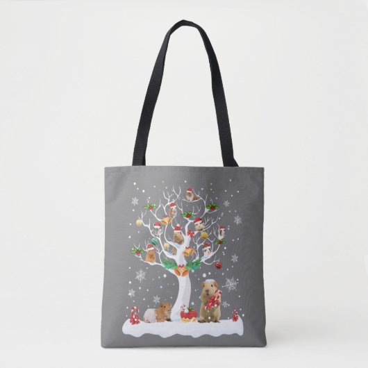 Tote Bag Guinea Pig Christmas On Winter Tree Goat Lover Paj (Devant)