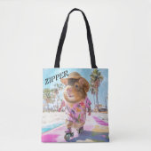 Tote Bag Guinea Pig Zipper In Pink With Style & Sass  (Devant)