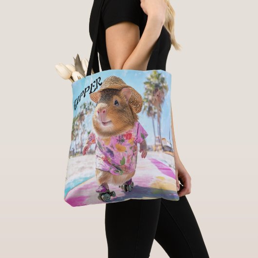 Tote Bag Guinea Pig Zipper In Pink With Style & Sass  (De près)