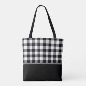 Tote Bag Guingan noir et blanc démodé | personnalisé (Dos)
