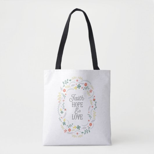 Tote Bag Guirlande de fleur d'amour d'espoir de foi de (Devant)