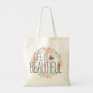 Tote Bag Guirlande de fleur et mousseline du papillon BOHO