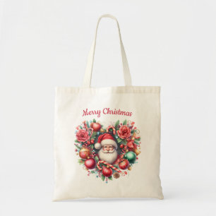Tote Bag Guirlande florale en forme de coeur - Père Noël