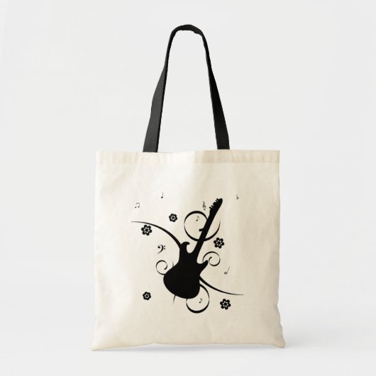 Tote Bag Guitare Avec Notes Musicales (Devant)