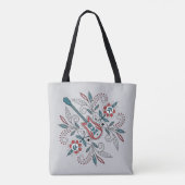 Tote Bag Guitare Boho Rock’n’Roll avec fleurs (Dos)