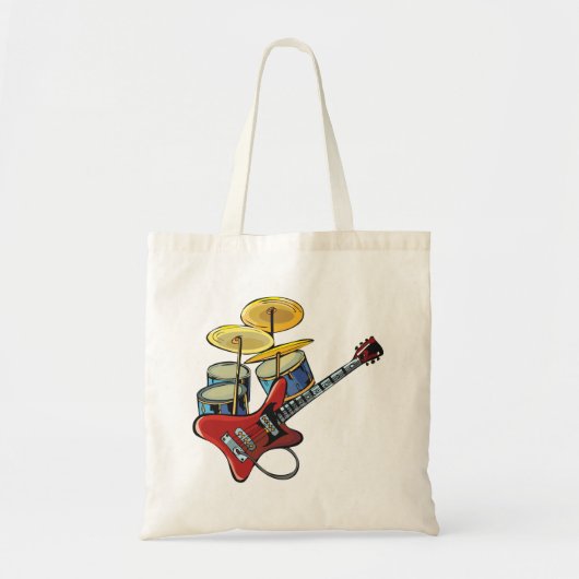 Tote Bag Guitare Électrique Et Fûts (Devant)