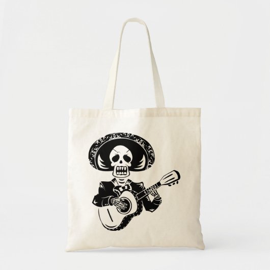 Tote Bag Guitare jouant le jour du squelette mort (Devant)