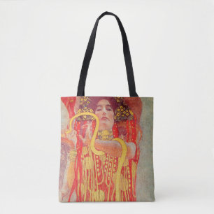 Tote Bag Gustav Klimt Red Woman Gold Snake Peinture