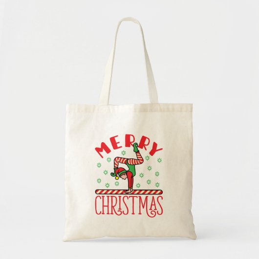 Tote Bag Gymnastique Elfe de Noël sur poutre (Devant)
