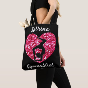 Tote Bag Gymnastique noir et rose chaud Personnalisé