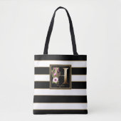 Tote Bag H Monogramme Floral Or | Blancs noirs (Devant)
