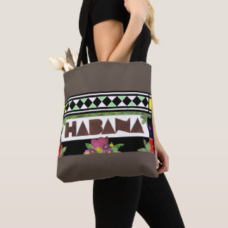 Tote Bag HABANA Tissu de verre Impression Kaki Rim