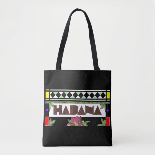 Tote Bag HABANA Tissu Impression de verre noir (Devant)