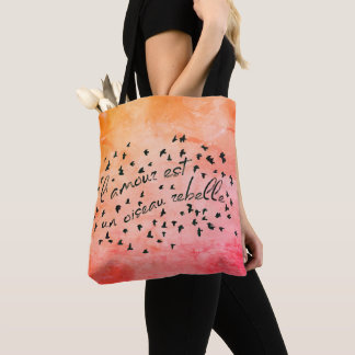 Tote Bag Habanera l'amour est un oiseau rebelle aquarelle