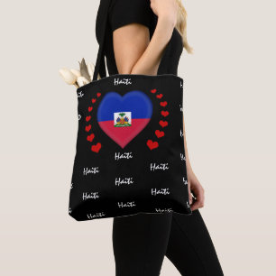 Tote Bag Haiti Flag & Heart, mode / sport du drapeau haïti