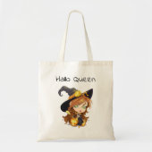 Tote Bag Hallo Queen Cute Witch | Halloween (Devant)