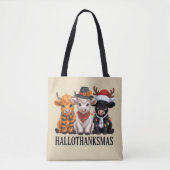 Tote Bag Hallothanksmas Chute Vache saison Éffrayante Fermi (Devant)
