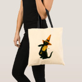Tote Bag Halloween à l'ancienne, chat sorcier jouant au vio (Devant (produit))