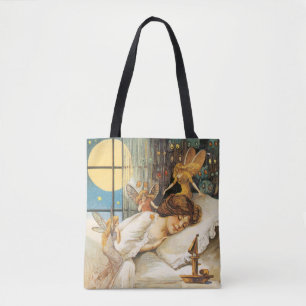 Tote Bag Halloween à l'ancienne, fille aux fées