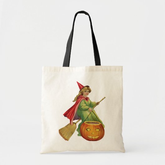 Tote Bag Halloween à l'ancienne, sorcière (Devant)