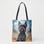 Tote Bag Halloween Affenpinscher avec la peur Citrouille (Devant)