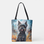 Tote Bag Halloween Affenpinscher avec la peur Citrouille (Dos)