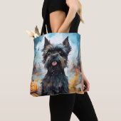 Tote Bag Halloween Affenpinscher avec la peur Citrouille (De près)
