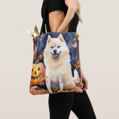 Tote Bag Halloween Akita Américain Avec La Peur Citrouille (De près)