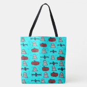Tote Bag Halloween amusant Imprimer en bleu (Devant)