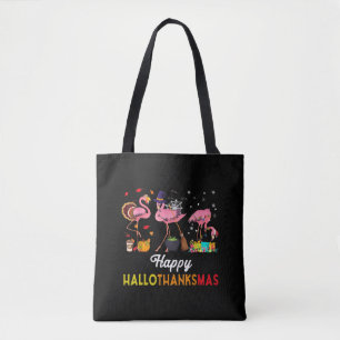 Tote Bag Halloween and Merry Christmas Happy Hallothanksmas