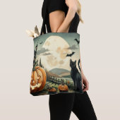 Tote Bag Halloween/Automne/Automne/citrouille/chat (De près)
