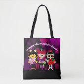 Tote Bag Halloween avec mes amis monstre (Devant)